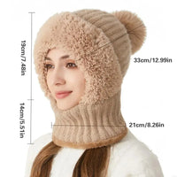 Women’s 3-in-1 Knit Hat with Fuzzy Face Warmer and Neck Cover
