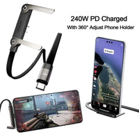 240W Charging Cable with Bracket Data Cable Type-C For Iphone and Samsung