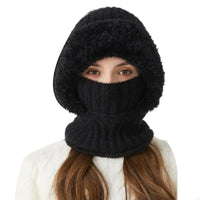 Women’s 3-in-1 Knit Hat with Fuzzy Face Warmer and Neck Cover